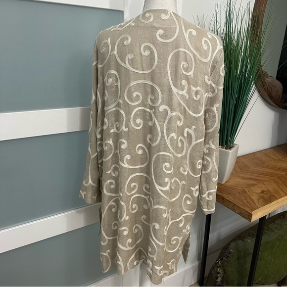 Sigrid Olsen Signature 100% Linen Open Duster Cardigan Beige Swirl XL NWT READ - Picture 9 of 9